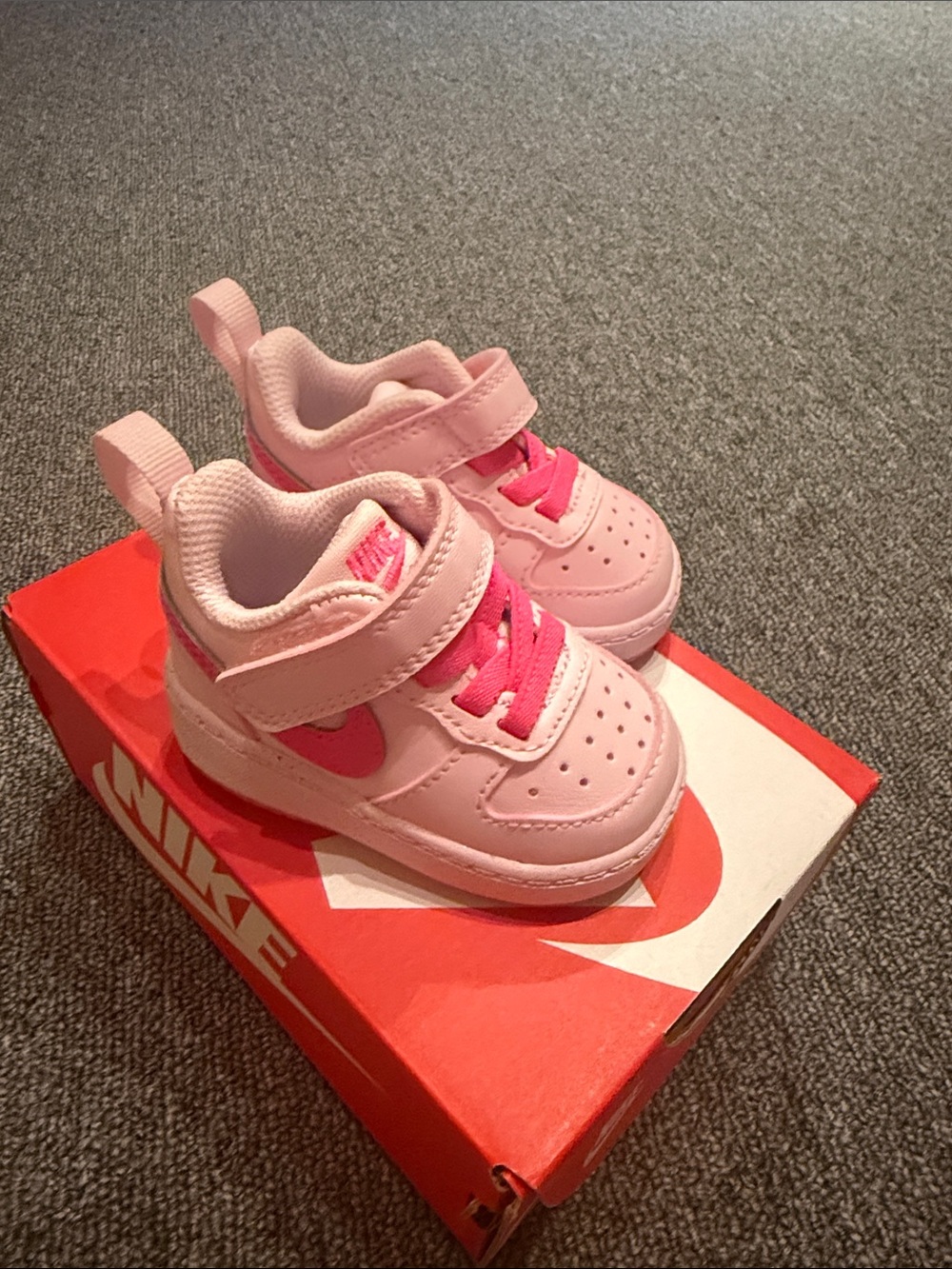 Nike Toddler Pink Hook-and-Loop Sneakers with Bright Pink Accents